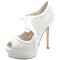 Dantelă elegantă cu toc înalt platformă impermeabilă pantofi pentru femei curele din satin banchet pantofi de nuntă pantofi moda - Pagină 1