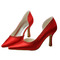 Pantofi de rochie de nunta stiletto roșu cu toc înalt, din satin - Pagină 1