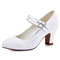 Pantofi de mireasă din dantelă albă cu toc gros vârf rotund pantofi de nuntă cu toc înalt pantofi de domnișoară de onoare - Pagină 1