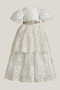 Rochie de botez Epocă Satin Bijuterie Lung Appliqué A-linie Mâneci scurte - Pagină 4