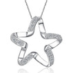 Clavicul Femei Argint Cinci-ascuțit stele Inlaid diamante Colier