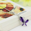 Moda violet Inlaid diamant Insect Colier de argint