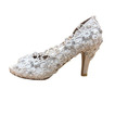 Pantofi de mireasa din dantela de satin cu pantofi de nunta stiletto stras pantofi de nunta lucrati manual