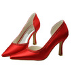 Pantofi de rochie de nunta stiletto roșu cu toc înalt, din satin