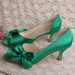 Pantofi de mireasa fluture din satin pantofi de domnișoară verde cu toc înalt stiletto tocuri înalte