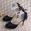 Pantofi de mireasă stiletto de mireasă sandale cu vârf deschis, pantofi de domnișoară de onoare de dimensiuni mari