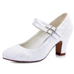 Pantofi de mireasă din dantelă albă cu toc gros vârf rotund pantofi de nuntă cu toc înalt pantofi de domnișoară de onoare