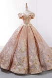 Rochie de bal Paiete Rozetă accentuată Pară A-linie Luxos Lung