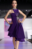 Rochie de bal Conservatie Africane Violet Satin Mijlocul spate