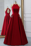 Rochie de bal Elegant A-linie Triunghi inversat Fără mâneci Satin