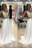 Rochie de mireasa V gâtului A-linie Fermoar Corsetul cu bijuterii