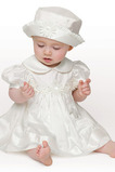 Rochie de botez Primăvară Capac/pălărie Talie naturale Taftă