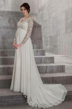 Rochie de mireasa Dantelă V-gât adânc Şifon Talie imperiu Elegant