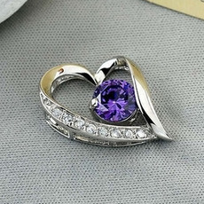 Violet de argint inima in forma de diamante bijuterii femei colier