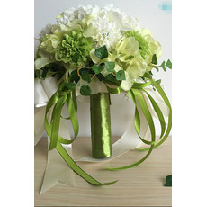 Verde și alb meci de mătase mătase crizanteme mireasa deține flori