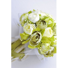 Camellia albă verde coreeană mireasa simulare flori pentru nuntă în mână