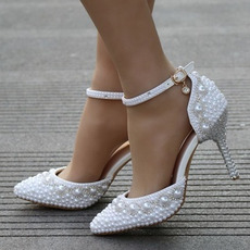 Sandale cu toc înalt cu sandale din stras din brad pantofi de nunta albi