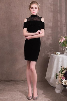 Rochie de cocktail Un gât înalt Fermoar Elegant Toamnă Teacă