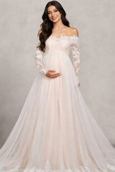 Rochie de mireasa Dantelă Capelă Imperiul De pe umăr Dantela