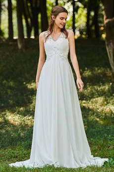 Rochie de mireasa Pară Elegant Şifon Lung Butonul Talie naturală