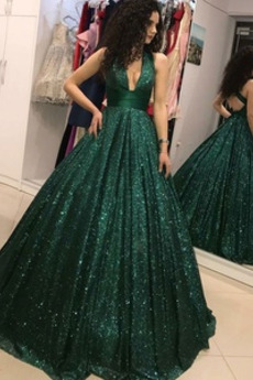 Rochie de bal Paiete Paiete Fără mâneci Cădea Talie naturale