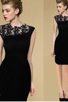 Rochie de cocktail Sexy Bateau Vară Fără mâneci Mediu Fermoar