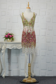 Rochie de cocktail Minge Fără spate Tul Corsetul cu bijuterii
