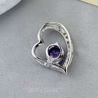 Violet de argint inima in forma de diamante bijuterii femei colier - Pagină 2