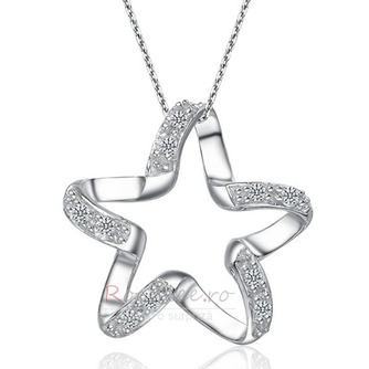 Clavicul Femei Argint Cinci-ascuțit stele Inlaid diamante Colier - Pagină 1