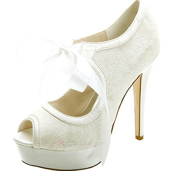 Dantelă elegantă cu toc înalt platformă impermeabilă pantofi pentru femei curele din satin banchet pantofi de nuntă pantofi moda - Pagină 2