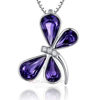 Dragonfly Femeile Crystal purpuriu de argint furnizarea de colier cu ridicata - Pagină 1