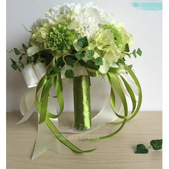 Verde și alb meci de mătase mătase crizanteme mireasa deține flori - Pagină 1