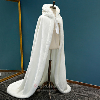 Iarnă cu glugă mantă lungă călucă caldă de pluș albă mantie groasă - Pagină 3