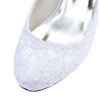 Pantofi de mireasă din dantelă albă cu toc gros vârf rotund pantofi de nuntă cu toc înalt pantofi de domnișoară de onoare - Pagină 4