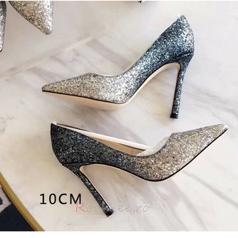 Încălțăminte pentru femei de nuntă pantofi de mireasă cristal de paiete cu tocuri înalte - Pagină 8