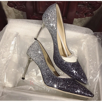 Încălțăminte pentru femei de nuntă pantofi de mireasă cristal de paiete cu tocuri înalte - Pagină 5