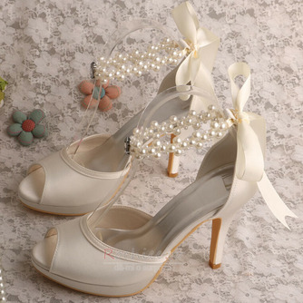Pantofi de mireasă stiletto de mireasă sandale cu vârf deschis, pantofi de domnișoară de onoare de dimensiuni mari - Pagină 2