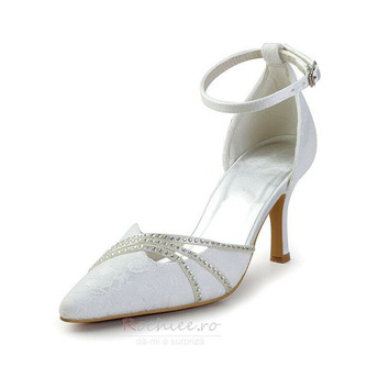 Pantofi de mireasa din dantela alba pantofi de mireasa cu strasuri pantofi de domnisoare de onoare din stras de dama - Pagină 1