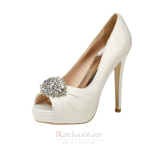 12CM Super High Hein Rhinestone Wedding Shoes Pantofi de petrecere din satin - Pagină 1