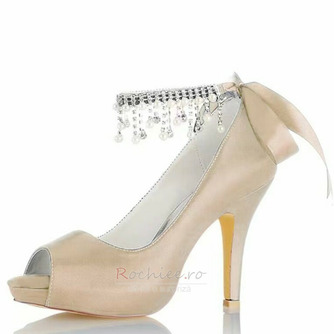 Pantofi cu strasuri cu perle Încălțăminte pentru domnișoară de onoare de nuntă Tocuri înalte de mireasă - Pagină 10