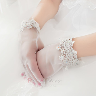 Mănuși de nuntă dantela modernă de vară alb decor plin de deget - Pagină 2