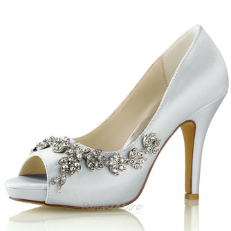 Pantofi de mireasă de damă Paiete de cristal cu paiete cu bijuterii Pantofi de mireasă cu stras cristal Toc înalt Toc stiletto Peep Toe - Pagină 13