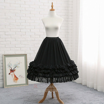 Fustă neagră din șifon, crinolină lungă de mireasă, rochie de bal cosplay Fustă din șifon, fusta umflată, fusta midi Lolita - Pagină 4