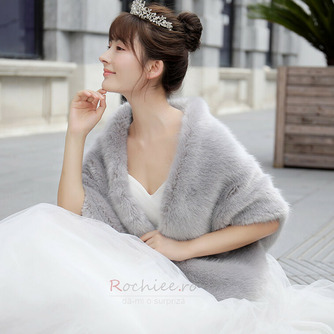Rochie de mireasă cu blană de mână de imitație cu cămașă căptușită haină caldă - Pagină 6