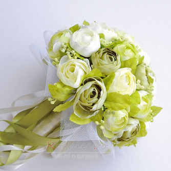 Camellia albă verde coreeană mireasa simulare flori pentru nuntă în mână - Pagină 1