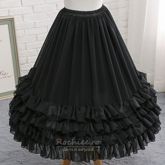 Fustă neagră din șifon, crinolină lungă de mireasă, rochie de bal cosplay Fustă din șifon, fusta umflată, fusta midi Lolita - Pagină 5