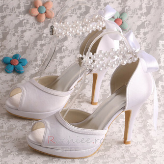 Pantofi de mireasă stiletto de mireasă sandale cu vârf deschis, pantofi de domnișoară de onoare de dimensiuni mari - Pagină 3