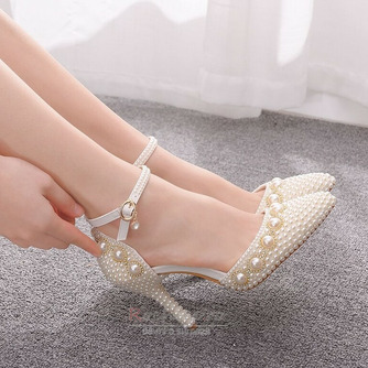 Sandale cu toc înalt cu sandale din stras din brad pantofi de nunta albi - Pagină 6