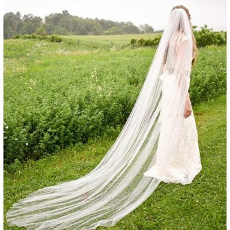 Nunta trailing voal simplu voal nud alb accesorii rochie mireasa - Pagină 1