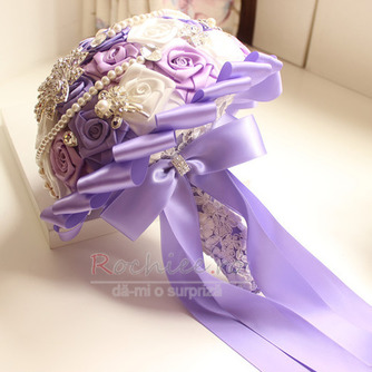 Violet tema mireasa mireasa buchet trandafiri diamant margele perla ia flori - Pagină 3